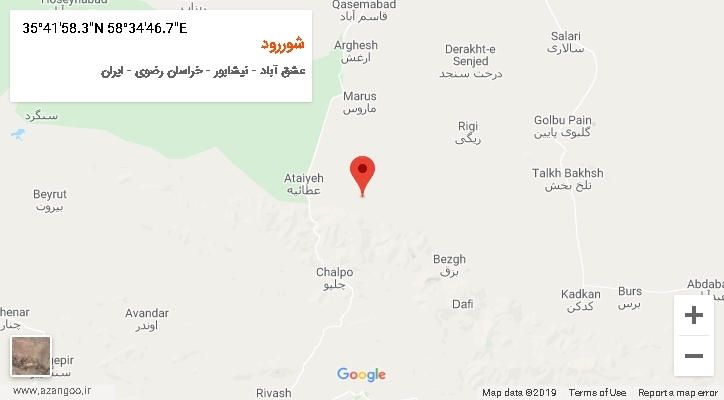 روستای شوررود بر روی نقشه