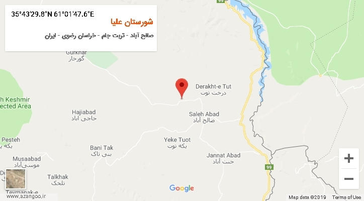روستای شورستان علیا بر روی نقشه