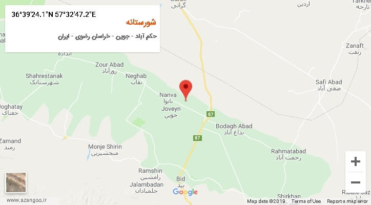 روستای شورستانه بر روی نقشه