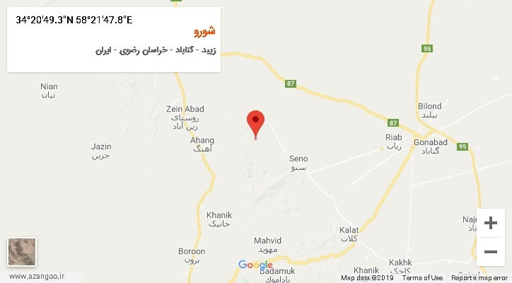 روستای شورو بر روی نقشه