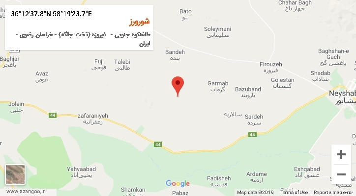روستای شورورز بر روی نقشه