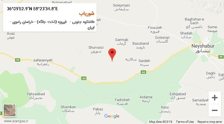 روستای شوریاب بر روی نقشه