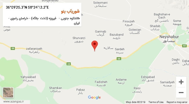 روستای شوریآب بنو بر روی نقشه