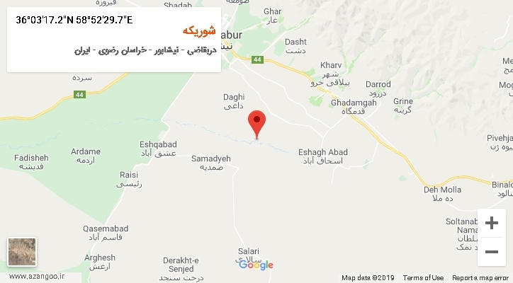 روستای شوریکه بر روی نقشه
