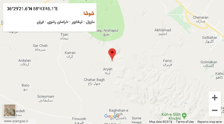 روستای شوشا بر روی نقشه