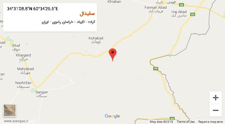 روستای سفیدال بر روی نقشه