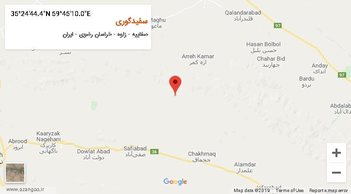 روستای سفیدگوری بر روی نقشه