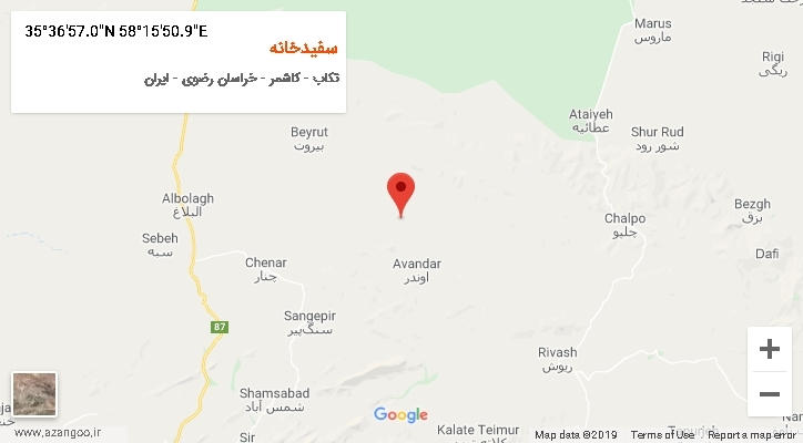 روستای سفیدخانه بر روی نقشه