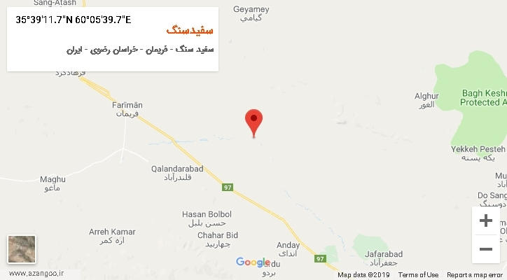 روستای سفیدسنگ بر روی نقشه