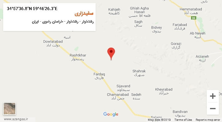 روستای سفیدزاری بر روی نقشه