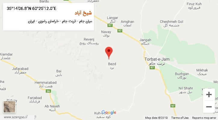 روستای شیخ آباد بر روی نقشه