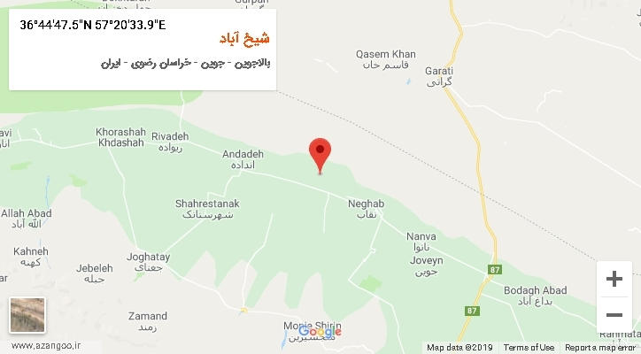 روستای شیخ آباد بر روی نقشه