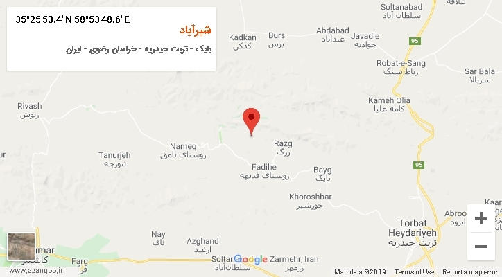 روستای شیرآباد بر روی نقشه