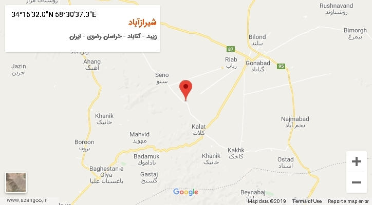 روستای شیرازآباد بر روی نقشه