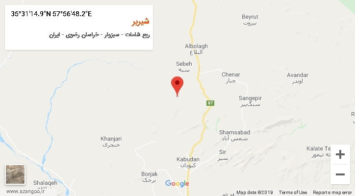 روستای شیربر بر روی نقشه
