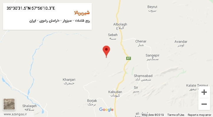 روستای شیربربالا بر روی نقشه