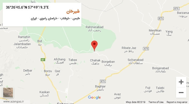 روستای شیرخان بر روی نقشه