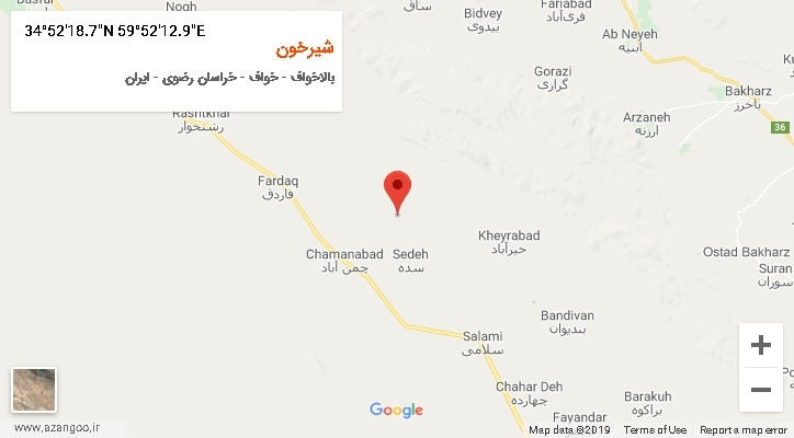 روستای شیرخون بر روی نقشه
