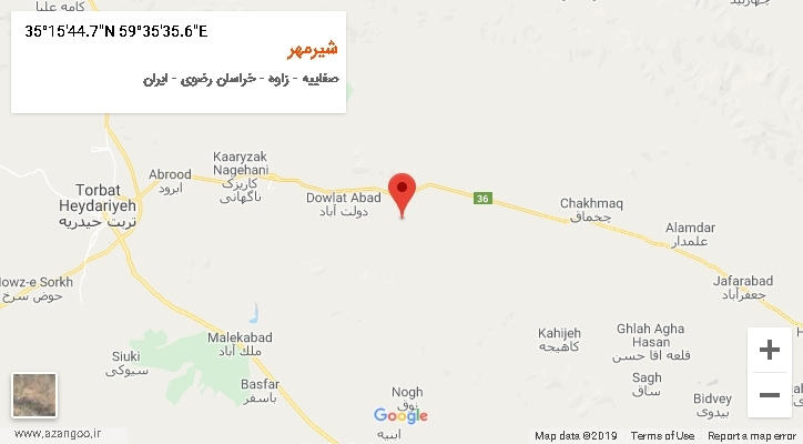 روستای شیرمهر بر روی نقشه