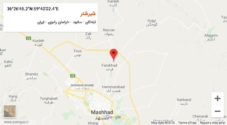 روستای شیرشتر بر روی نقشه