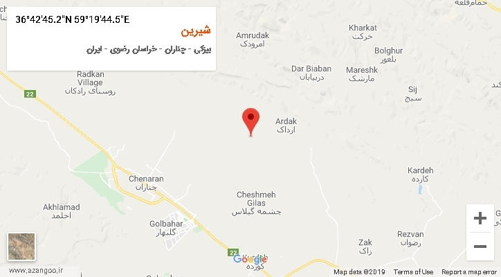 روستای شیرین بر روی نقشه
