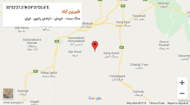روستای شیرین آباد بر روی نقشه