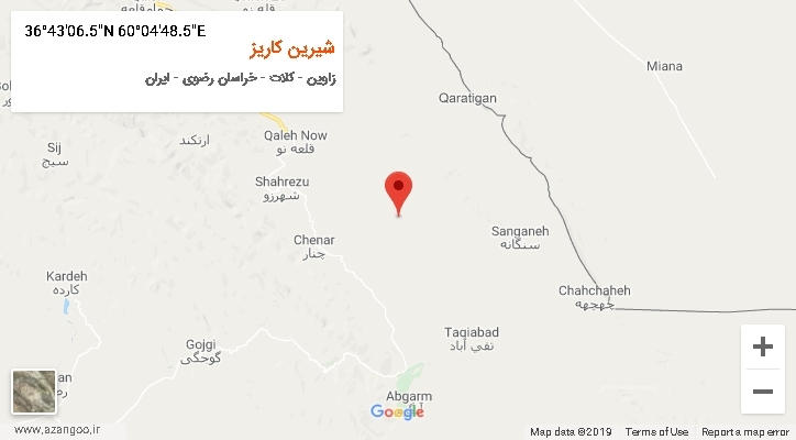 روستای شیرین کاریز بر روی نقشه