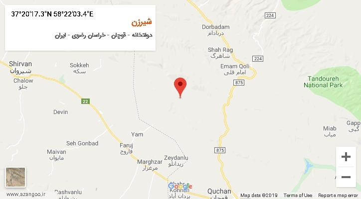 روستای شیرزن بر روی نقشه
