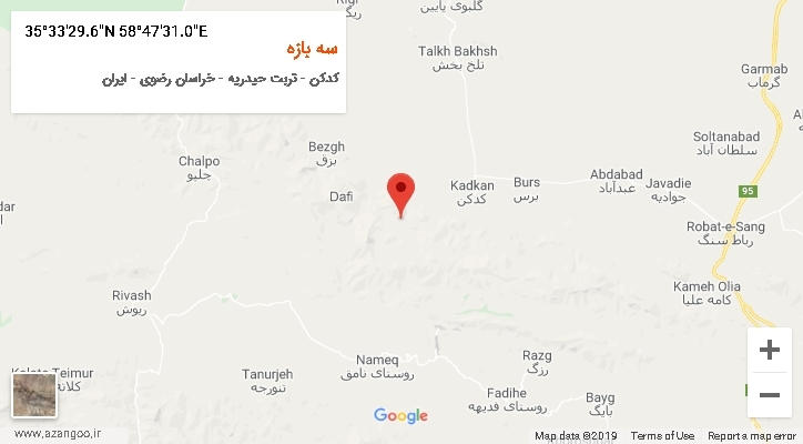 روستای سه بازه بر روی نقشه