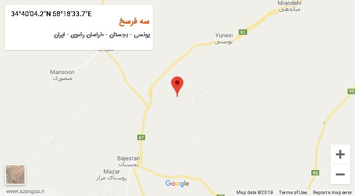 روستای سه فرسخ بر روی نقشه