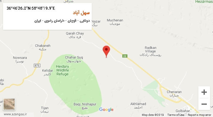 روستای سهل آباد بر روی نقشه