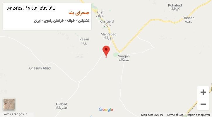 روستای صحرای بند بر روی نقشه