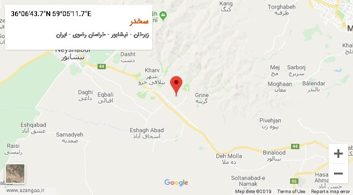 روستای سخدر بر روی نقشه