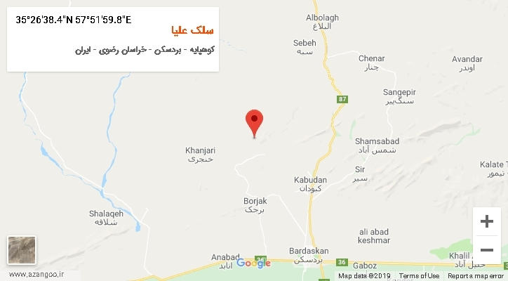 روستای سلک علیا بر روی نقشه