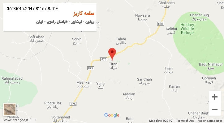 روستای سلمه کاریز بر روی نقشه