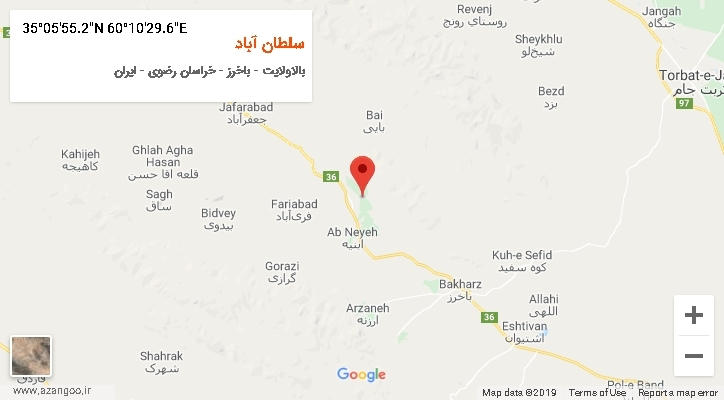 روستای سلطان آباد بر روی نقشه