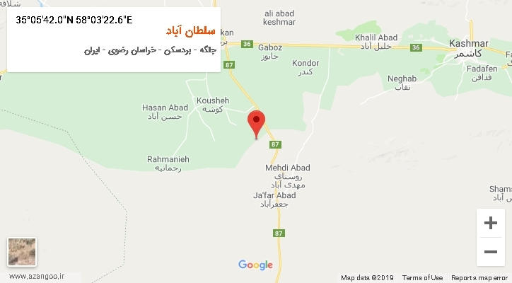 روستای سلطان آباد بر روی نقشه