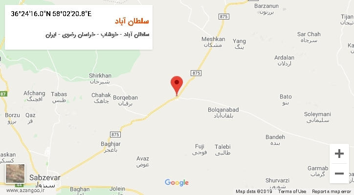 روستای سلطان آباد بر روی نقشه