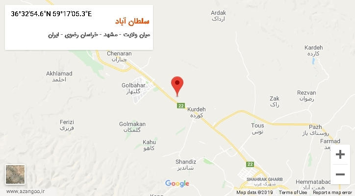 روستای سلطان آباد بر روی نقشه