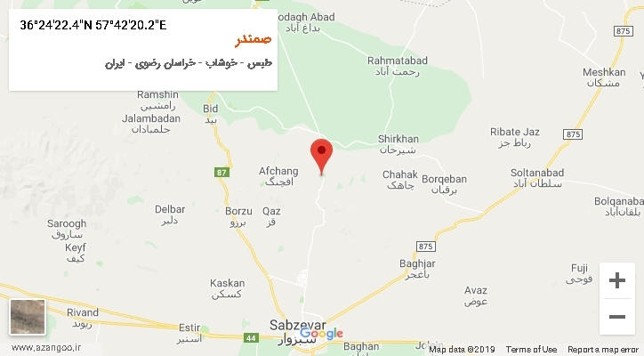 روستای صمندر بر روی نقشه