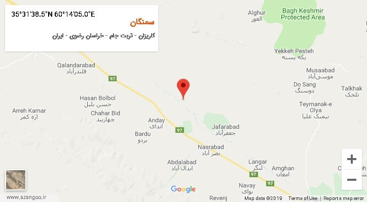 روستای سمنگان بر روی نقشه