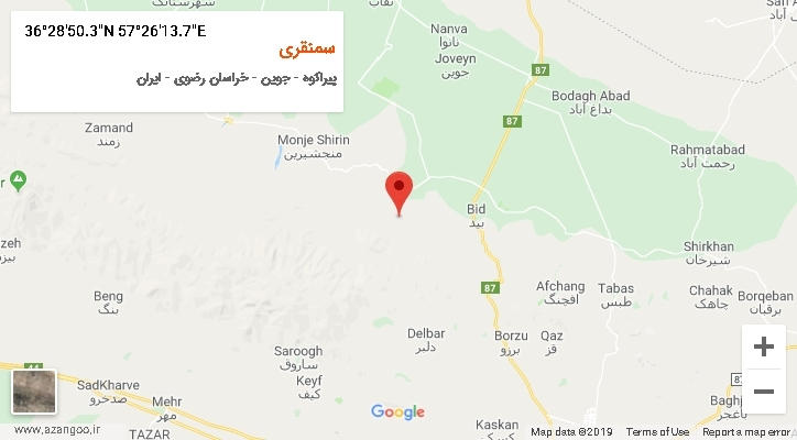 روستای سمنقری بر روی نقشه