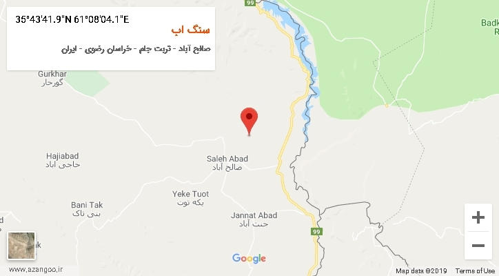 روستای سنگ اب بر روی نقشه