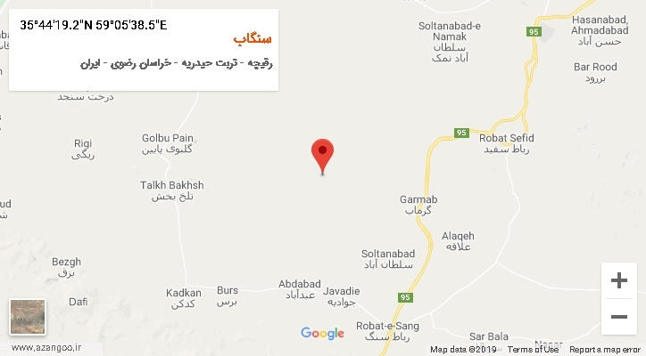 روستای سنگاب بر روی نقشه