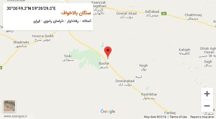روستای سنگان بالاخواف بر روی نقشه