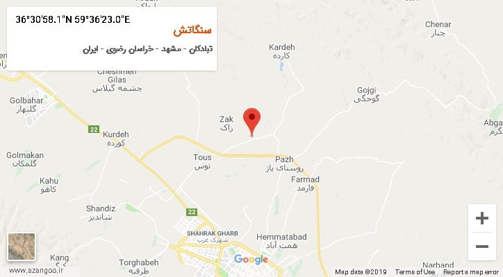 روستای سنگاتش بر روی نقشه
