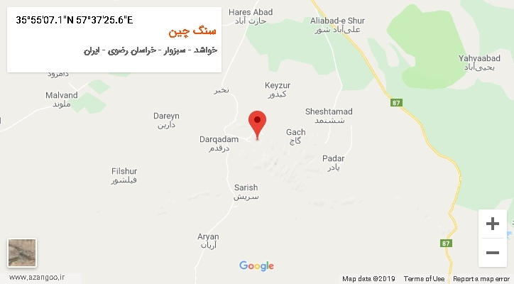 روستای سنگ چین بر روی نقشه
