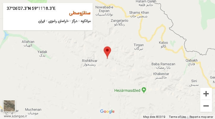 روستای سنقزوسطی بر روی نقشه
