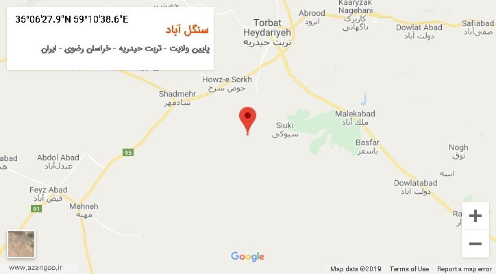 روستای سنگل آباد بر روی نقشه