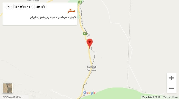 روستای سنگر بر روی نقشه